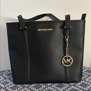 Michael Kors Black Tote with Gold Accents